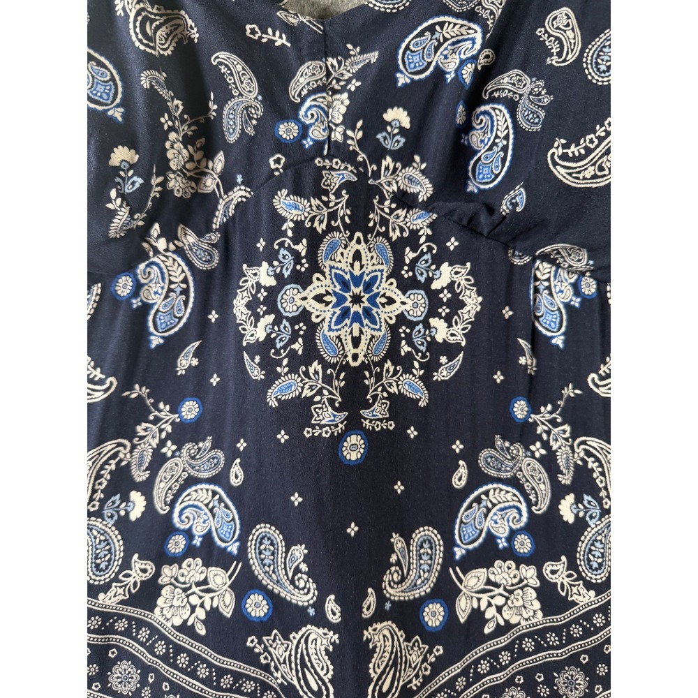 No Boundaries Navy Blue Paisley Handkerchief Hem Cami Top XL 15-17 Boho Strappy
